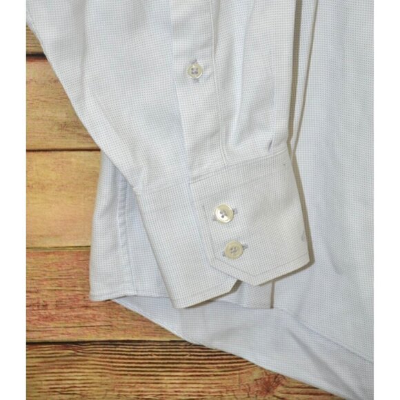 J.Hilburn 17 34 Mens Dress Shirt Light Gray Micro Check Woven Italy Long Sleeve - Picture 3 of 9